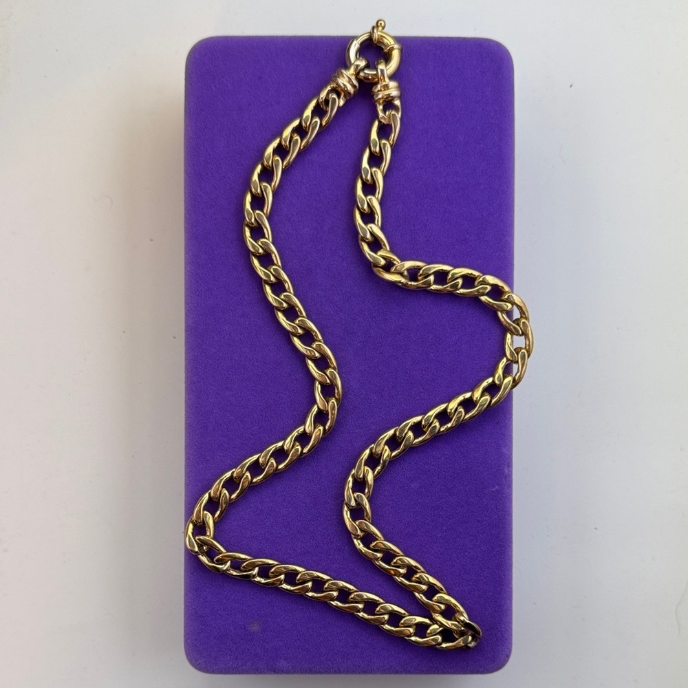 💛 Vintage Gold Plated Curb Chain Necklace | Timeless Statement | Bold
